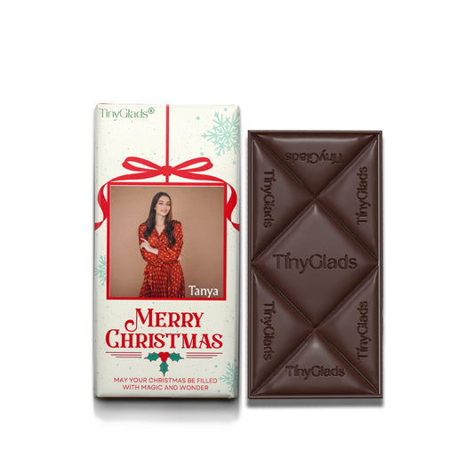 TinyGlads Merry Christmas Photo Chocolate Bar | Personalized | 80g