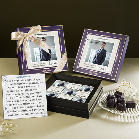 Custom Farewell Chocolate Box for Employees | 9 Pc Premium Collection