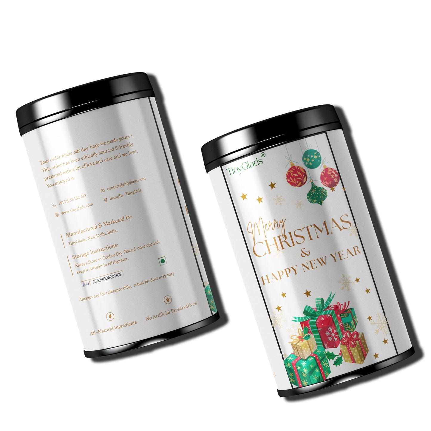 TinyGlads Merry Christmas & Happy New Year Chocolate Truffle Jar | 12 Assorted Chocolates | 250g