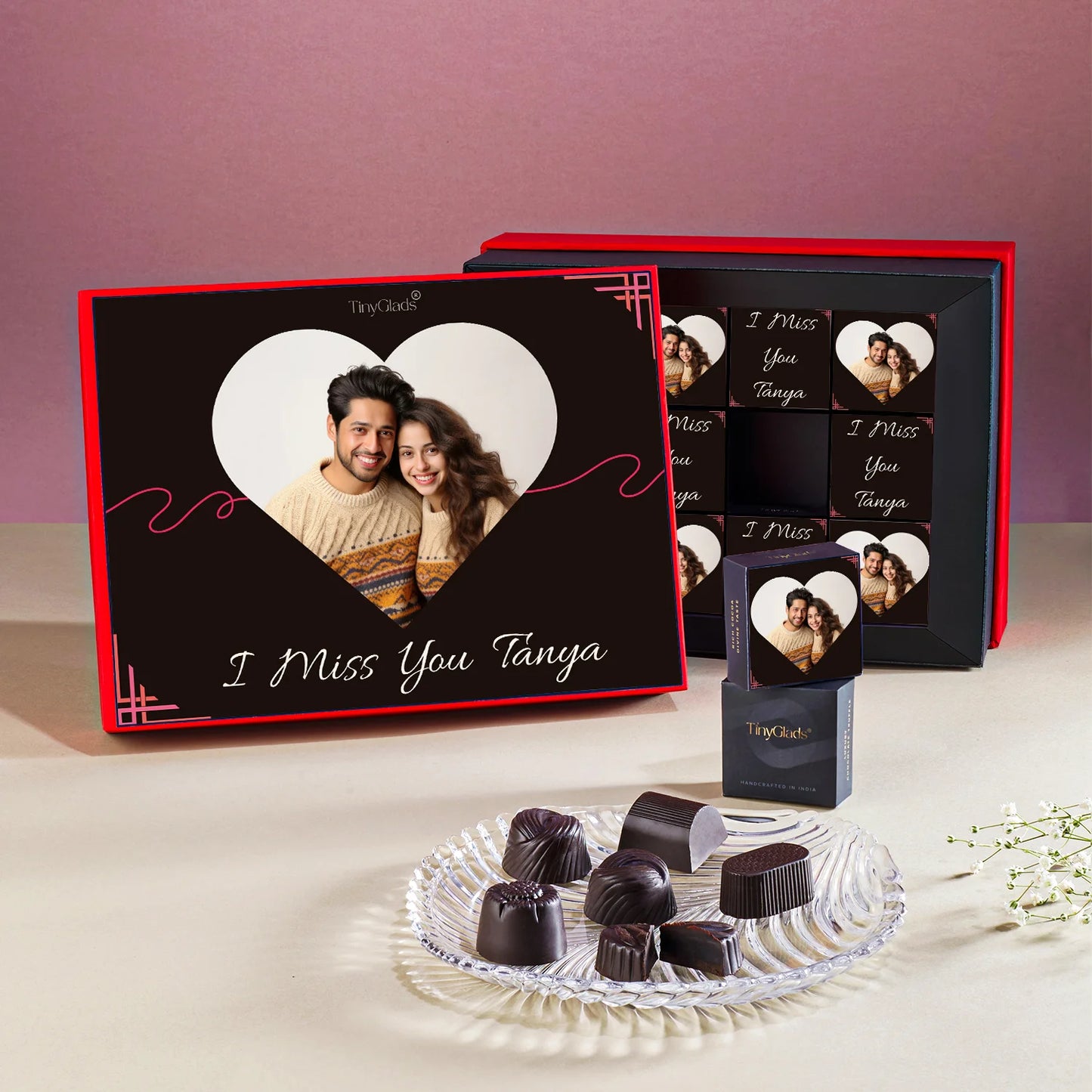 I Miss You Personalised Photoframe Chocolate Box with Special Message