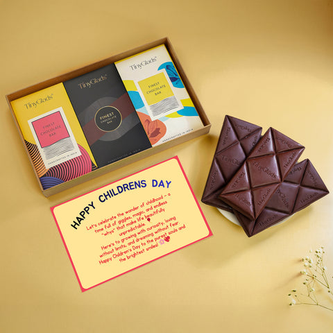 TinyGlads Children's Day Chocolate Trio | 3 Gourmet Chocolate Bars & Message Card