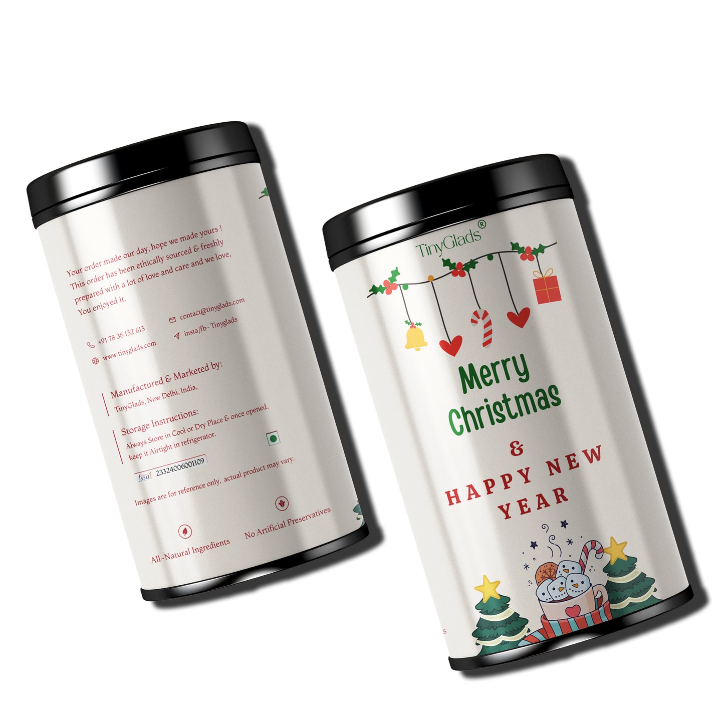 TinyGlads Christmas Bliss Chocolate Jar | Festive Gift Collection | 12 Assorted Chocolates | 250g