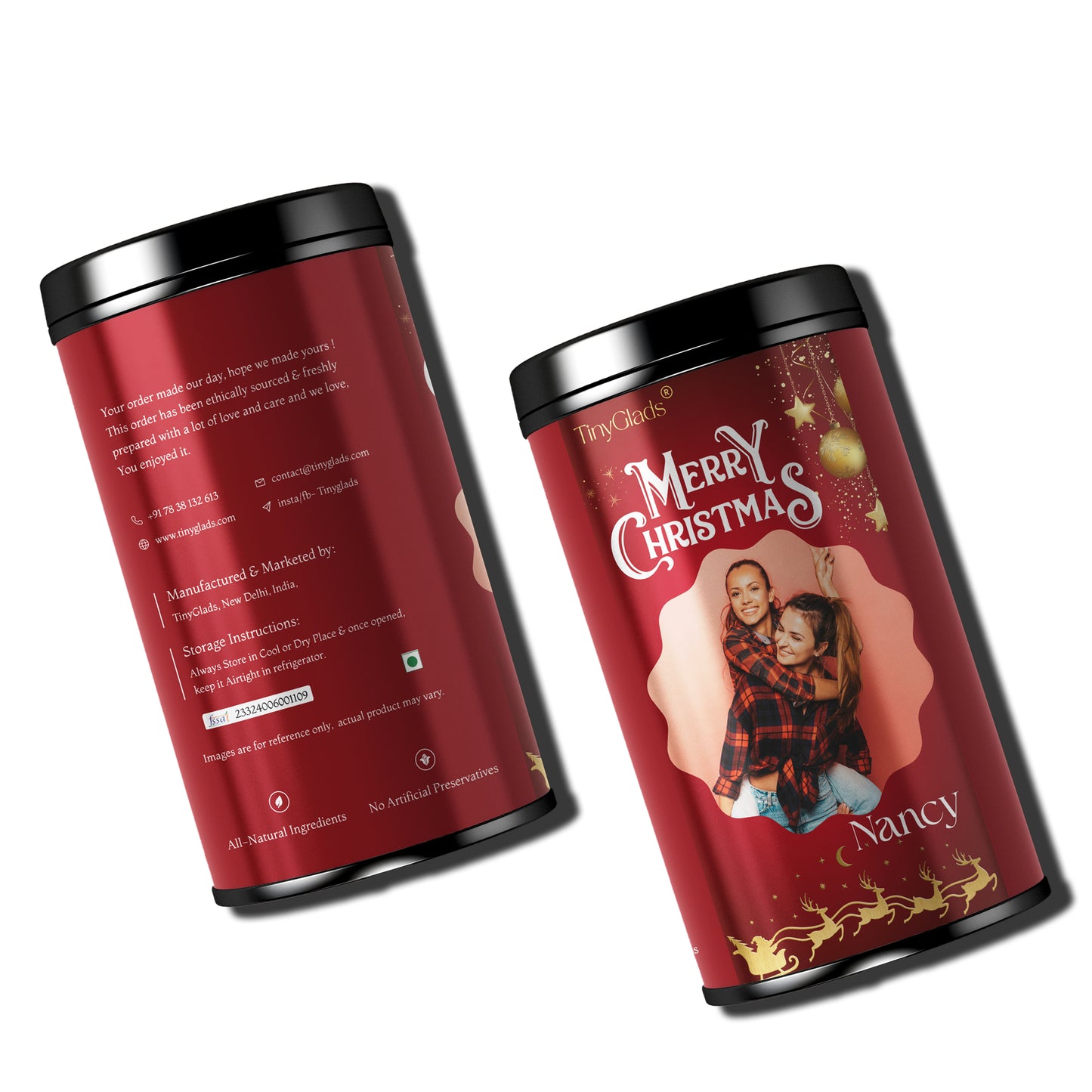 TinyGlads Merry Memories Chocolate Jar | Personalized Holiday Gift | 250g