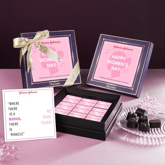 TinyGlads Personalized Corporate Women's Day Chocolate Gift Box | 9 Gourmet Truffles