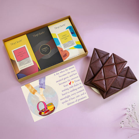 Custom Photo Karwa Chauth Gift Box with 3 Premium Chocolate Bars