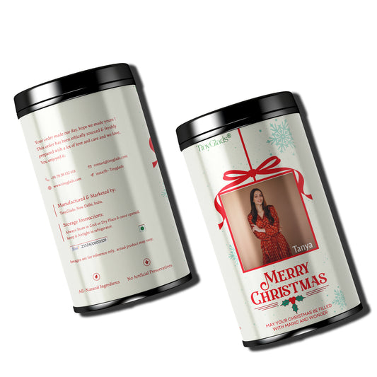TinyGlads Christmas Snapshot Chocolate Jar | Personalized Photo Gift | 12 Assorted Chocolates
