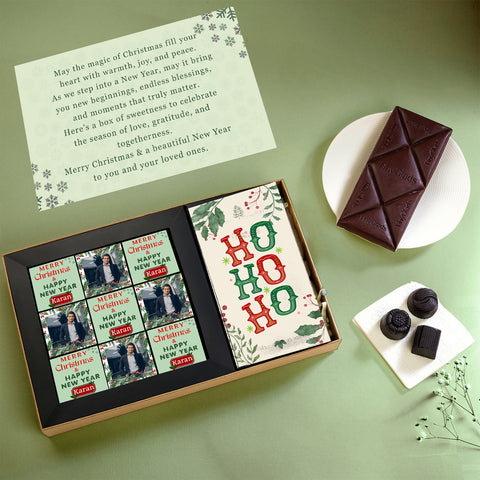TinyGlads Personalized Christmas Chocolate Gift Box | 9 Gourmet Truffles & Chocolate Bar