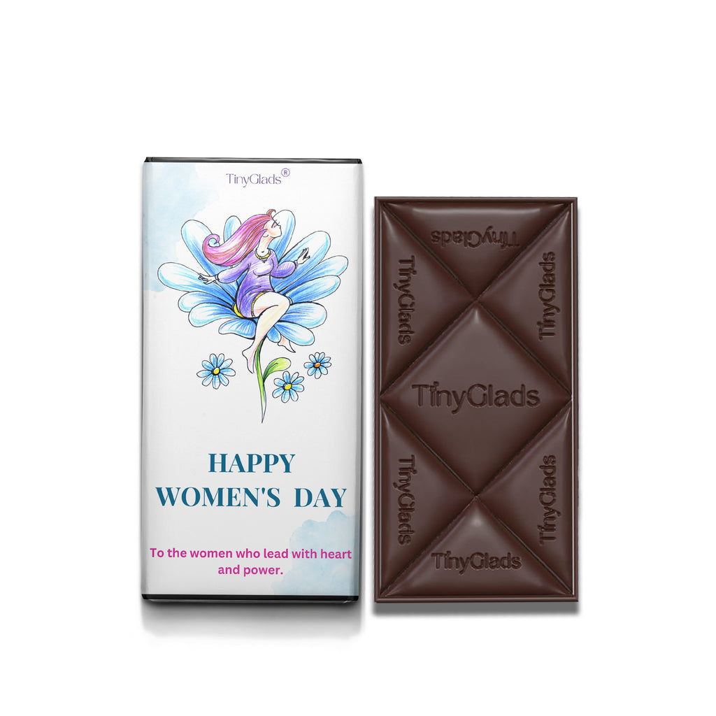 TinyGlads Happy Women's Day Chocolate Bar | 80g Premium