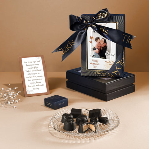 TinyGlads Personalised Women's Day Photo Frame Chocolate Gift Box | 6 Center-Filled Truffles