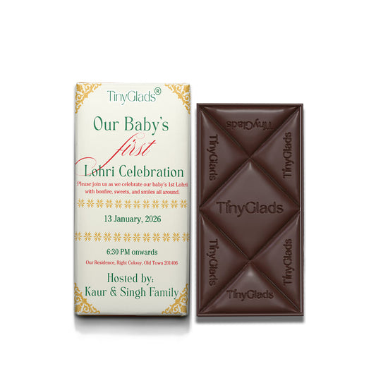TinyGlads Personalized Baby's First Lohri Chocolate Bar | 80g