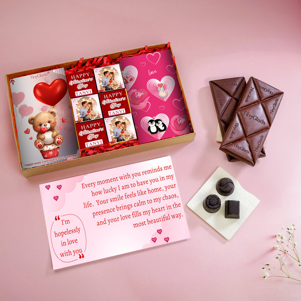 Premium Chocolate Gift Box with 2 Chocolate Bars & 6 Gourmet Truffles