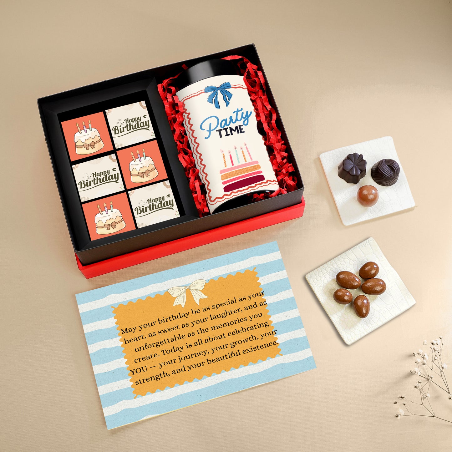 The Ultimate Birthday Treat Box | Truffles with Chocolate Almond Jar