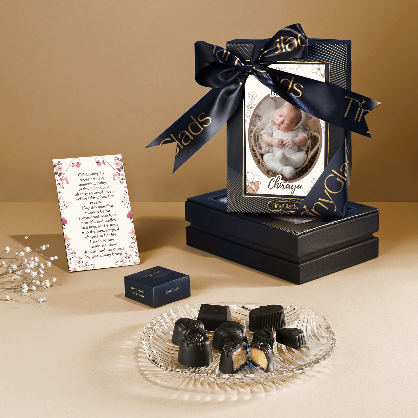 Personalised Photoframe Baby Shower Gift - 6 Chocolate Truffles