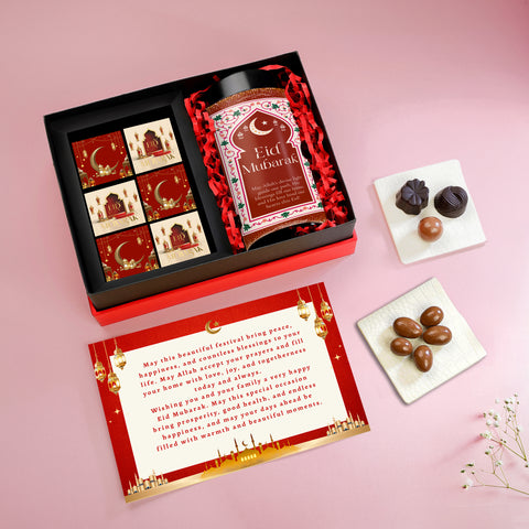 TinyGlads Eid Delight Chocolate Gift Box | 1 Chocolate Jar & 6 Handcrafted Truffles