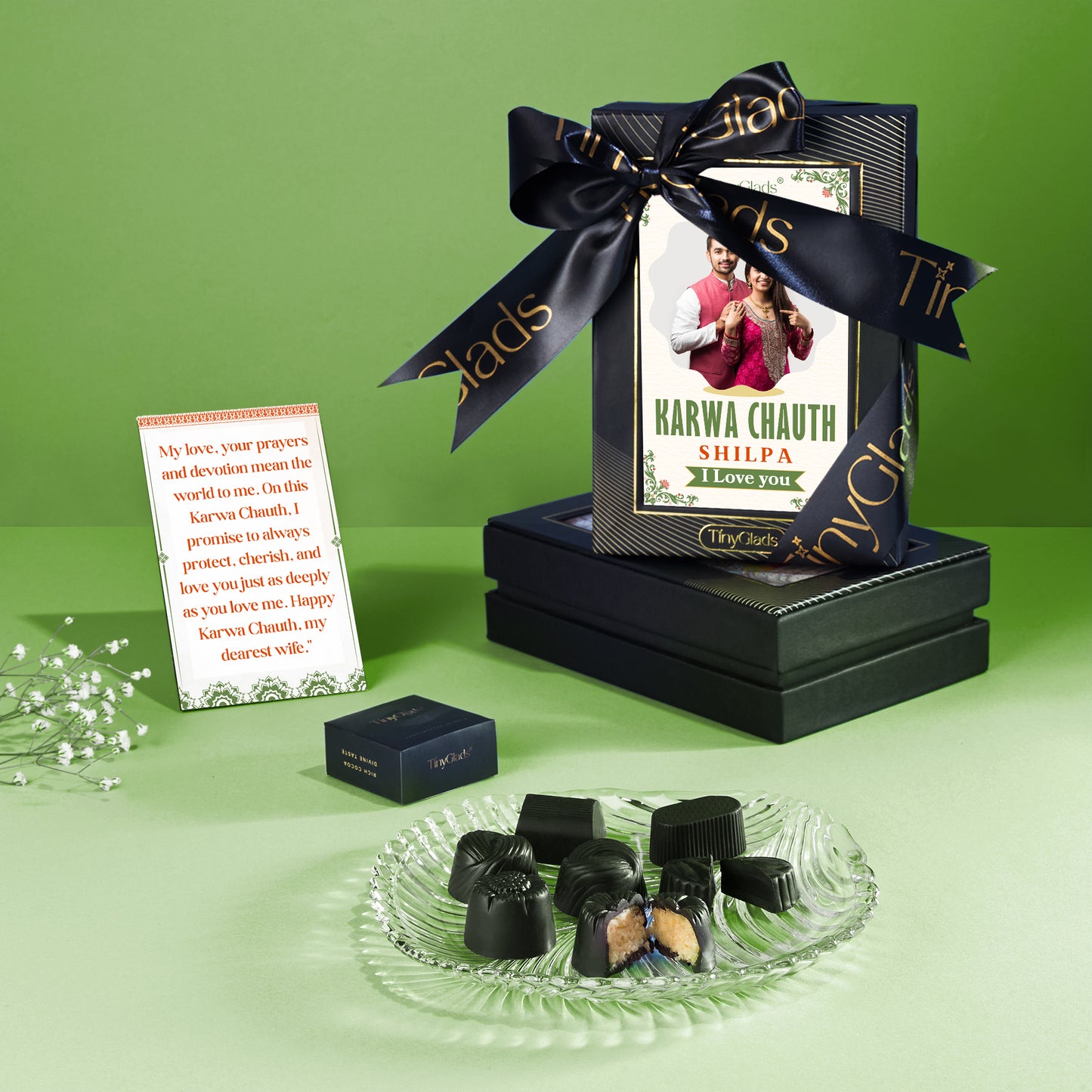 Personalised Karwa Chauth Chocolate Gift Box - 6 Truffles