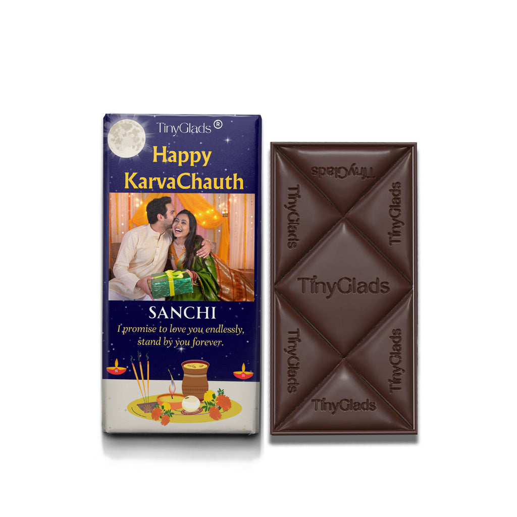 Custom Karwa Chauth Chocolate Bar with Couple Photo