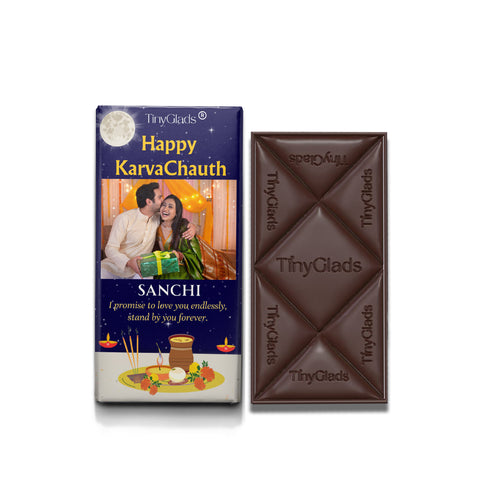 Custom Karwa Chauth Chocolate Bar with Couple Photo