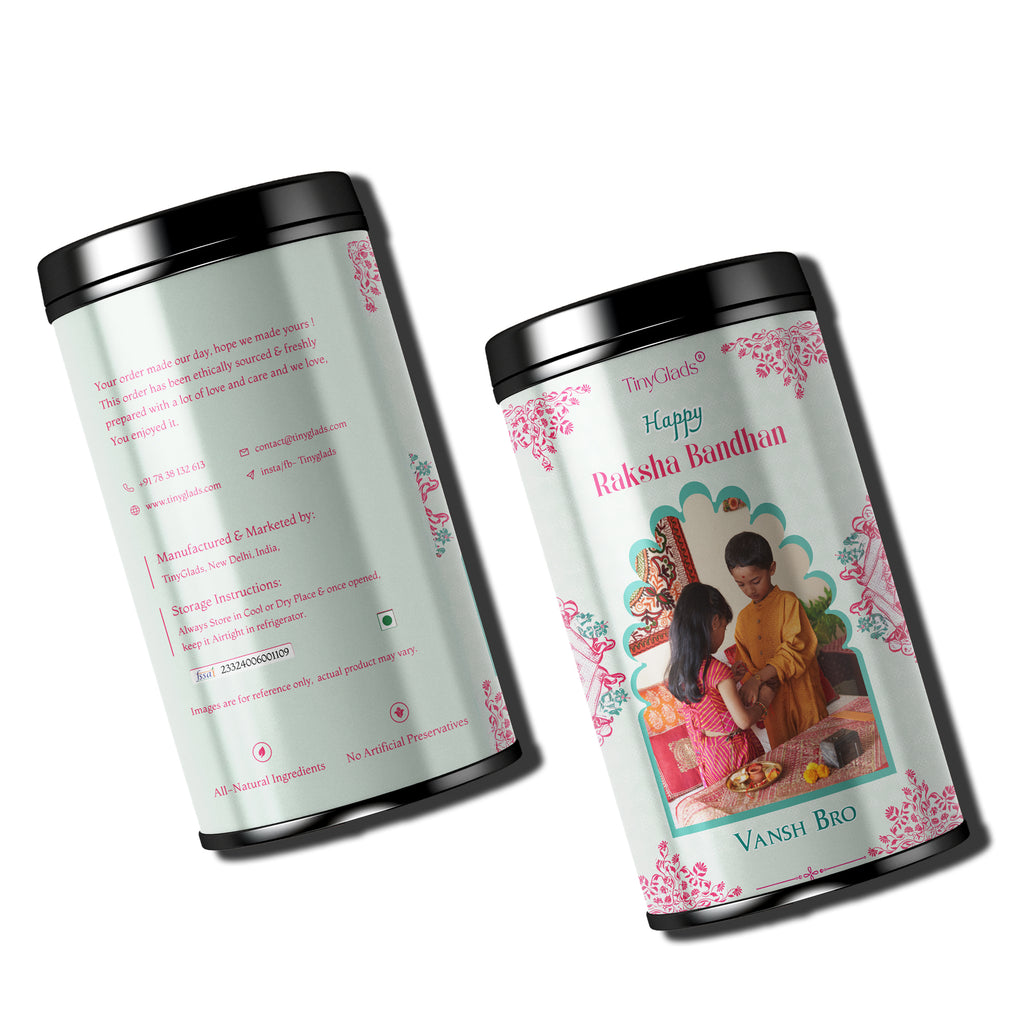 TinyGlads Rakhi Memories Personalized Chocolate Truffle Jar | Custom Photo | 12 Truffles