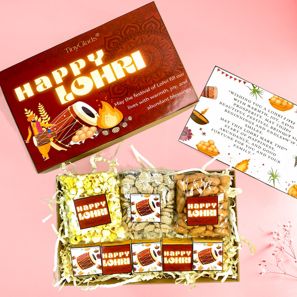 Lohri Celebration Khadi Gift Box | Popcorn, Peanuts, Rabri & Chocolate Truffles