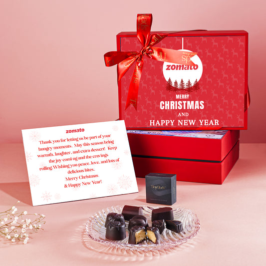 TinyGlads Personalized Corporate Christmas Chocolate Gift Box | 12 Custom Chocolates
