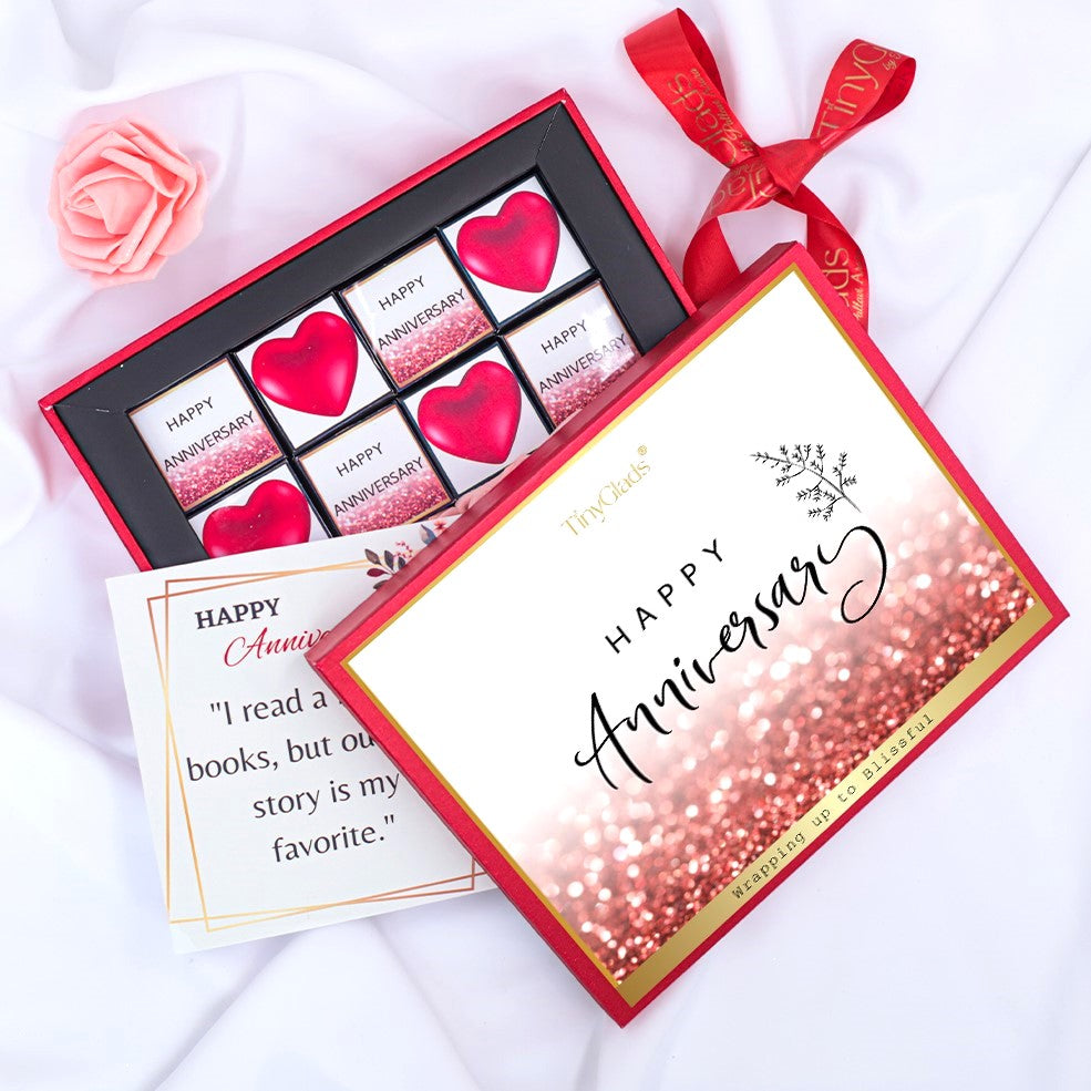 Romantic Anniversary Gift Photo on Chocolates - 12 Chocolate Truffles