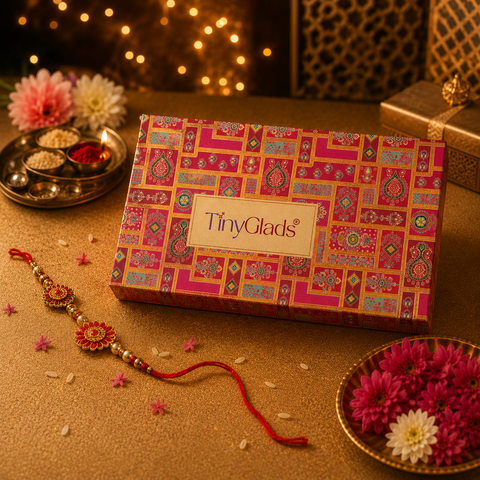 TinyGlads Rakhi Gift Hamper | Watch, Wallet, Belt, Chocolate Jar & 7 Chakra Bracelet