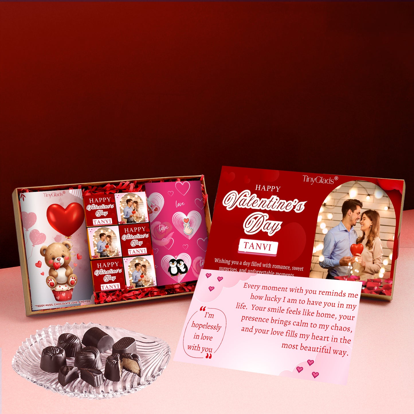 Premium Chocolate Gift Box with 2 Chocolate Bars & 6 Gourmet Truffles