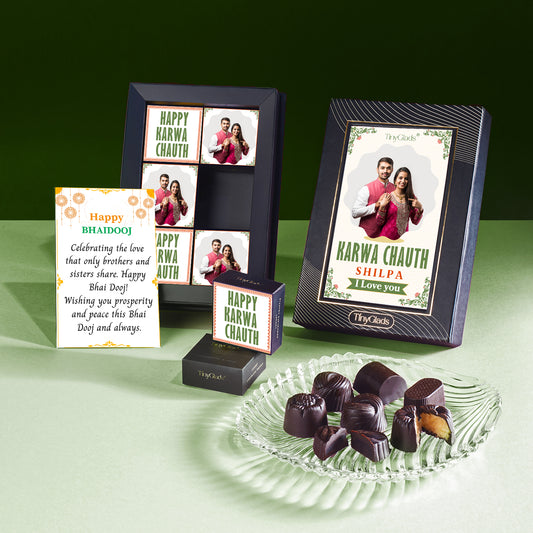 Personalised Karwa Chauth Chocolate Gift Box - 6 Truffles