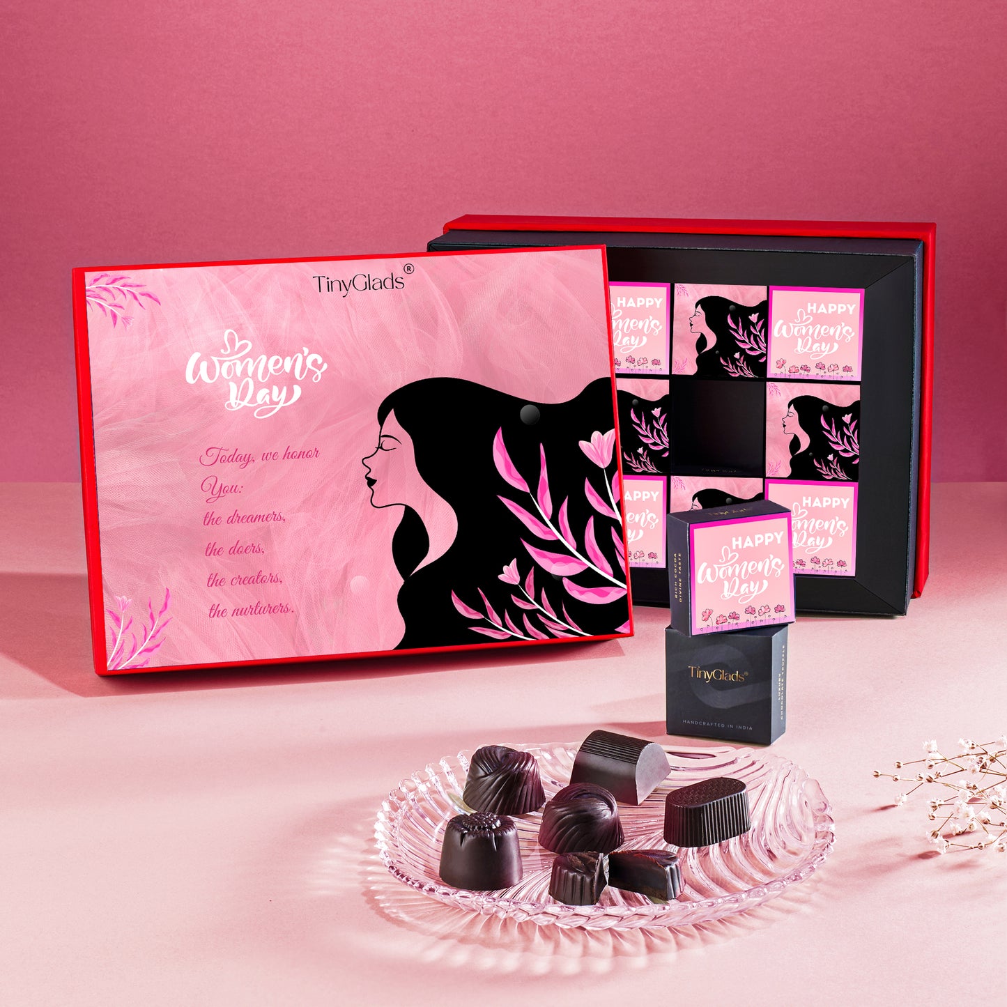 TinyGlads Women's Day Premium Chocolate Gift Box | 12 Assorted Center-Filled Truffles
