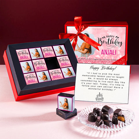 Birthday Gift Chocolate Box with Personalised Photo Top