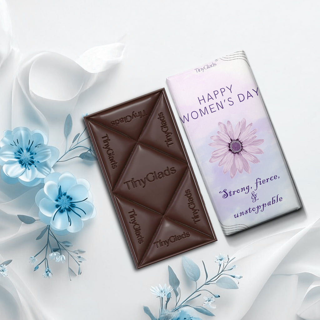 TinyGlads Women's Day Floral Chocolate Bar | Almond & Cranberry | 80g