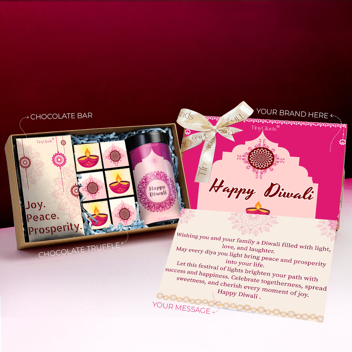 Diwali Chocolate Gift Box | Jar, 6 Truffles & Bar