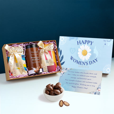 TinyGlads Women's Day Premium Chocolate Gift Box | 2 Chocolate Bars & 1 Gourmet Jar