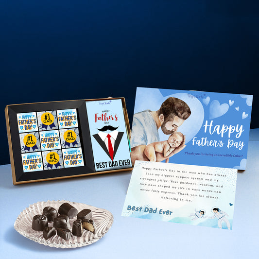 Father’s Day Chocolate Gift Box with 9 Truffles & Bar