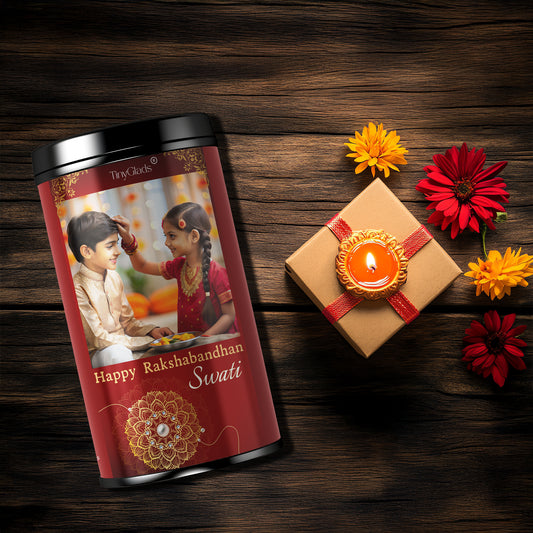 TinyGlads Rakhi Memories Personalized Chocolate Truffle Jar | 12 Truffles