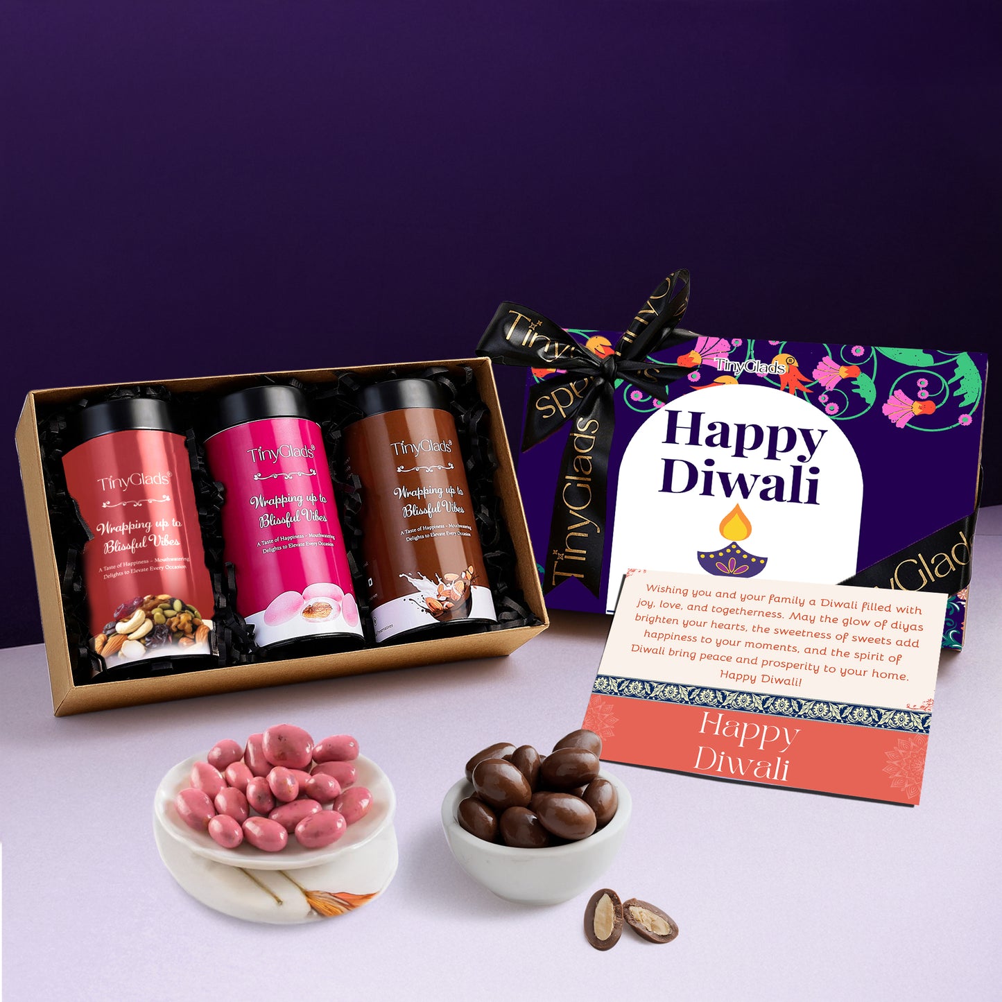Organic Diwali Gift Box – 3 Chocolate Truffle Jars