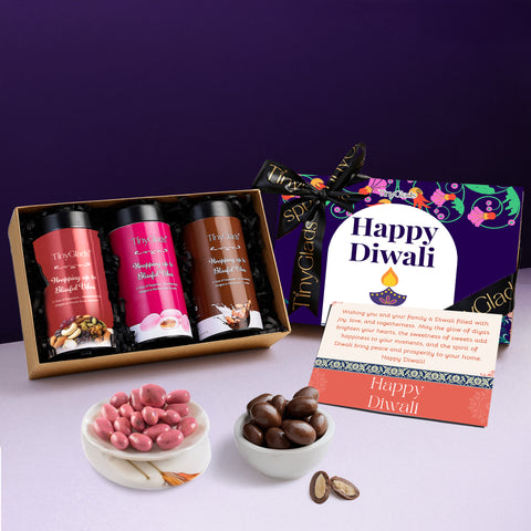 Organic Diwali Gift Box – 3 Chocolate Truffle Jars