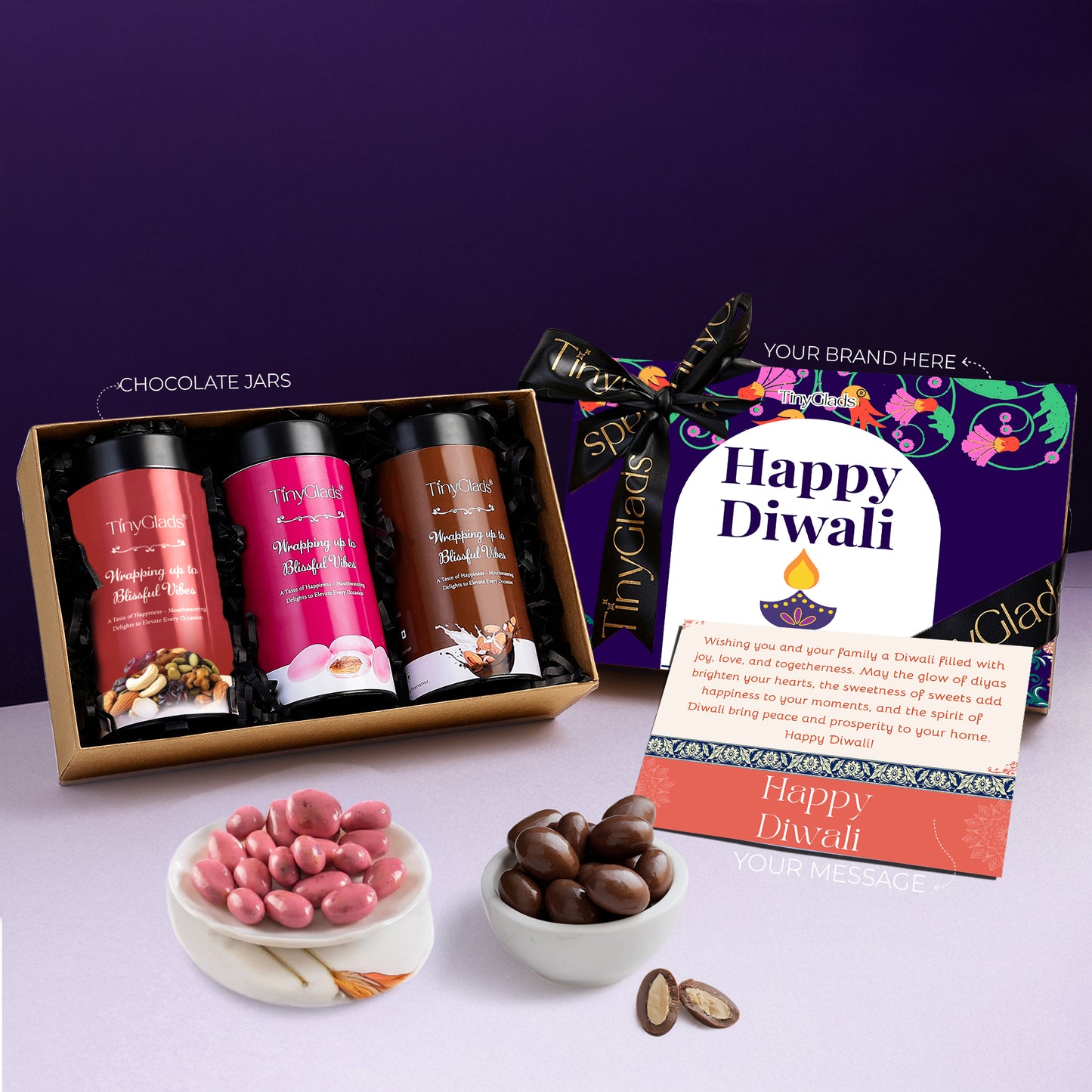 Organic Diwali Gift Box | 3 Chocolate Truffle Jars