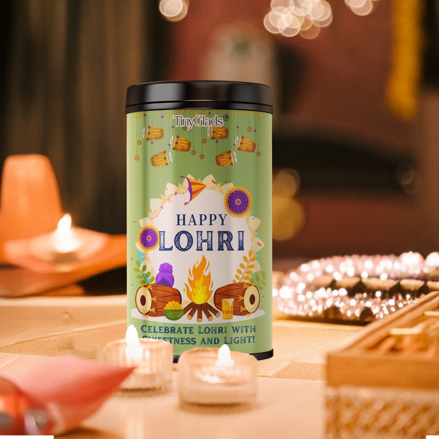 TinyGlads Celebration Lohri Chocolate Truffle Jar | 12 Truffles