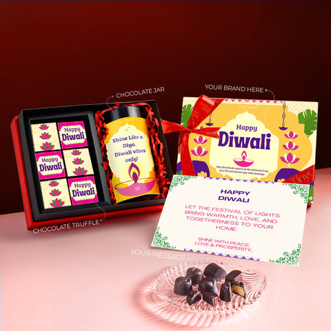 Signature Corporate Diwali Gift Box | Truffles with Chocolate Almond Jar