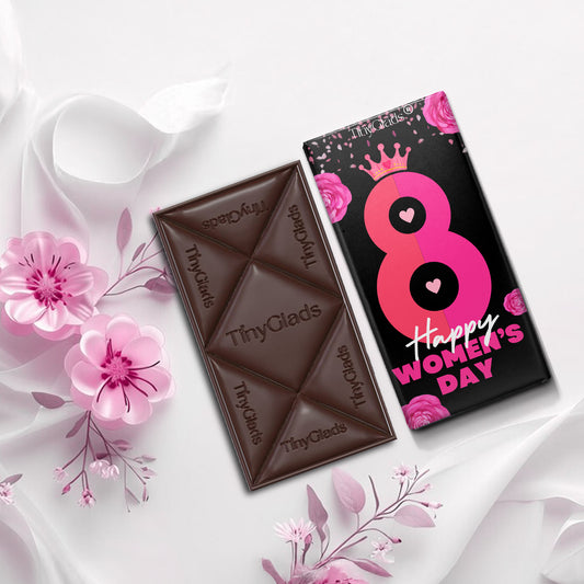 TinyGlads Midnight Bloom Women's Day Chocolate Bar | Almond & Cranberry | 80g