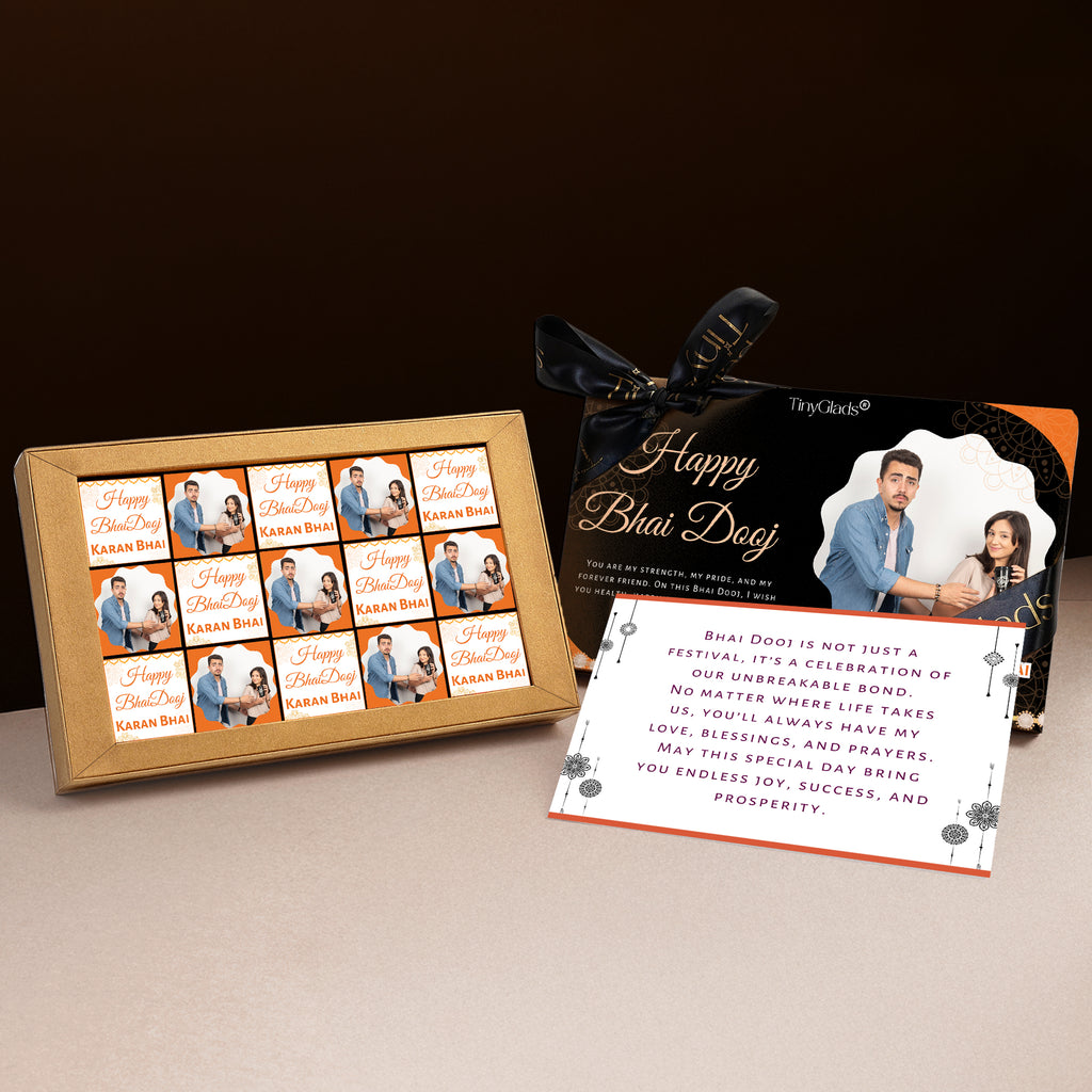 Personalized Bhai Dooj Chocolate Gift Box for Brother | 15 Premium Chocolate Truffles