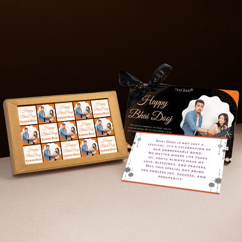 Personalized Bhai Dooj Chocolate Gift Box for Brother | 15 Premium Chocolate Truffles