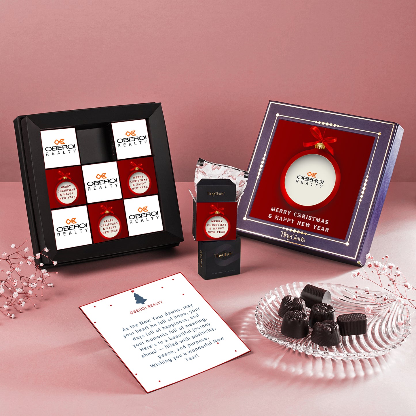TinyGlads Personalized Corporate New Year Chocolate Gift Box | 9 Assorted Truffles
