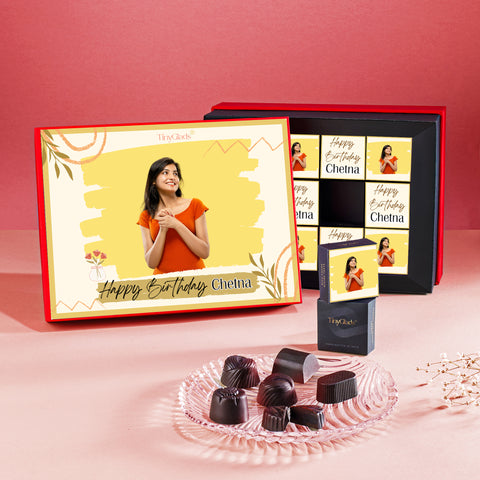 Photo Birthday Chocolate Box | 12 Rich & Gourmet Truffles Gift Set