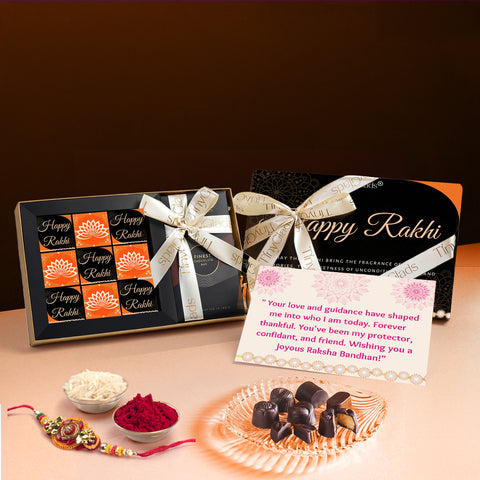 TinyGlads Rakhi Celebration Chocolate Gift Box | Chocolate Bar & 9 Truffles