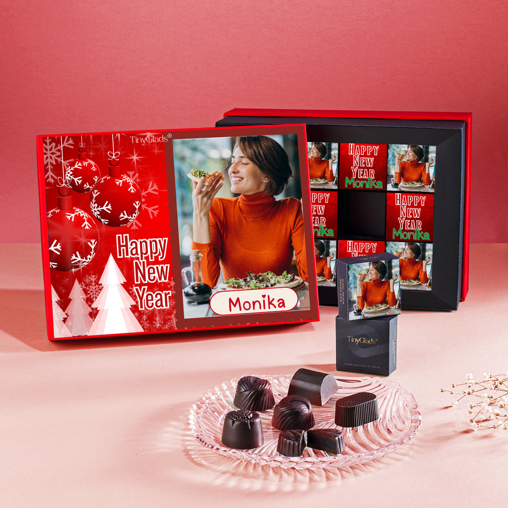 New Year Celebration Photo Chocolate Box – Custom Name Gift