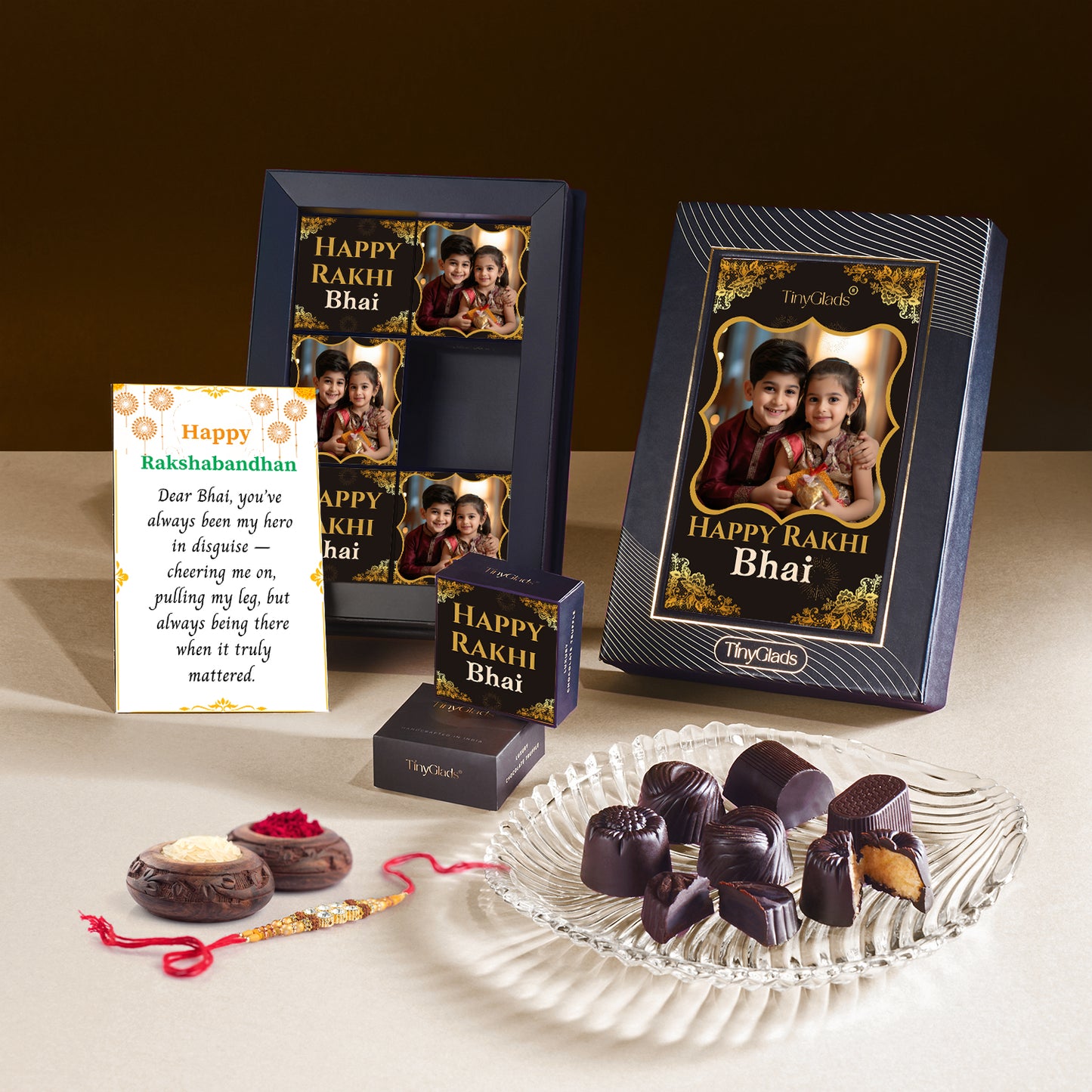 Personalized Chocolate Gift with Rakhi – Raksha Bandhan Surprise Box