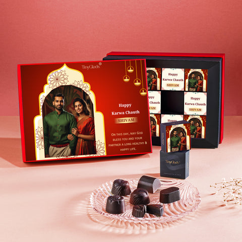 Premium Karwa Chauth Chocolate Box with 12 Handcrafted Chocolates