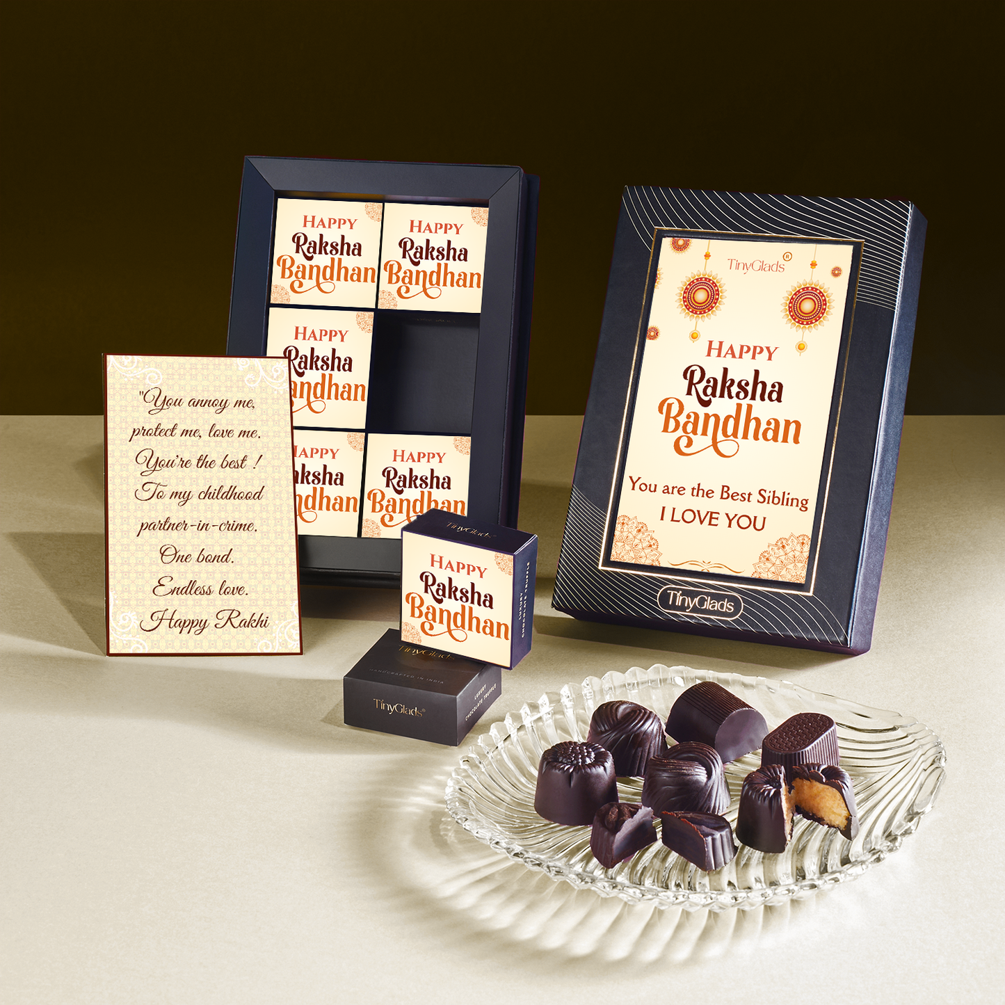 TinyGlads Rakhi Wishes Chocolate Gift Box | 6 Gourmet Truffles